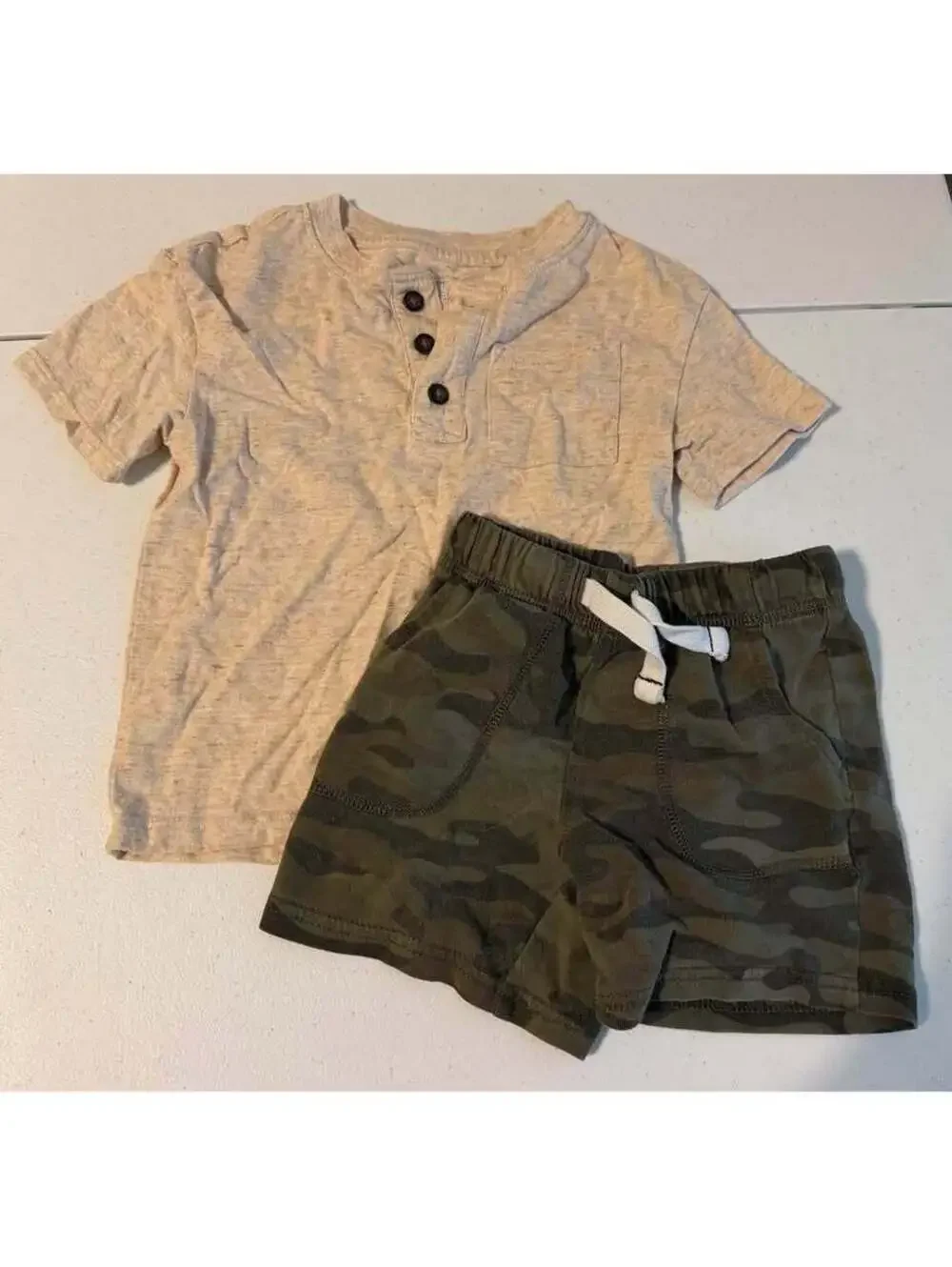 Cat & Jack Henley Shirt and Carter's Camo Shorts Set, Size 2T